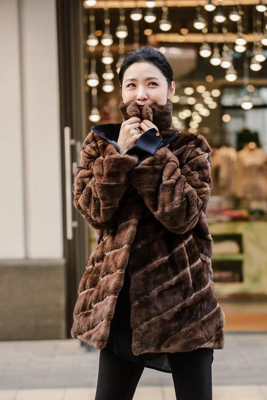 MAISON COVET  翻领水貂皮草外套 商品图11