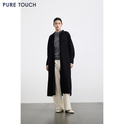 商场同款PURE TOUCH25冬新款羊毛双面呢大衣长款廓形蝙蝠袖外套女 商品图3