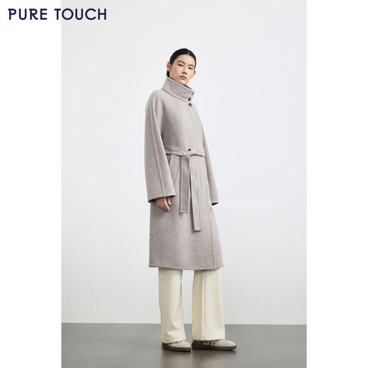 商场同款PURE TOUCH女装25秋冬新款翻领毛呢大衣中长款单排扣外套 商品图1