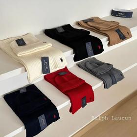 高品质两件套装外贸polo小马标帽子和围巾2件套装，冬季厚实保暖防护套装.如图7⃣️色