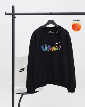 D120418加绒加厚彩色字母抓绒保暖圆领卫衣男女同款