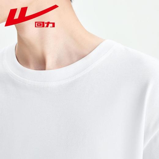 回力秋季纯棉纯色重磅宽松男女百搭同款打底简约圆领长袖上衣T恤 商品图3