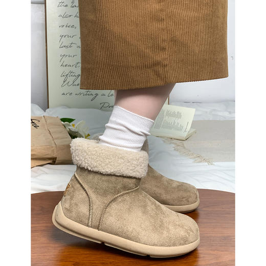 【YW】无忧购复古羊羔毛加绒保暖圆头软平底雪地靴女MIS-3442（截单后3-5天发货） 商品图8