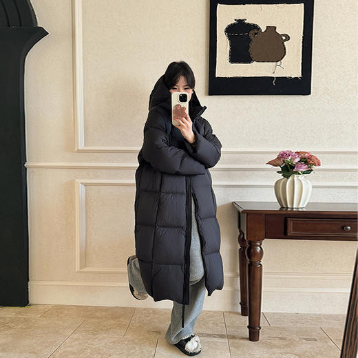 西遇时尚连帽长款棉服女冬季新款高级感轻便保暖面包服外套SS051928 商品图1