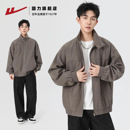 回力夹克男秋冬季高街立领休闲宽松夹棉冬装飞行员棒球棉服外套 商品图2