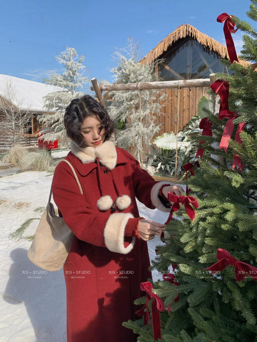 【GZ】无忧购复古气质外套加绒加厚冬季女士高级感毛呢大衣25182#（截单后3-5天发货） 商品图0