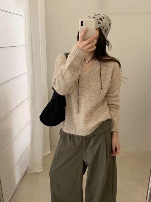 【YW】无忧购时尚慵懒风韩系软糯小衫v领长袖毛衣针织衫女9109#（截单后3-5天发货） 商品图1