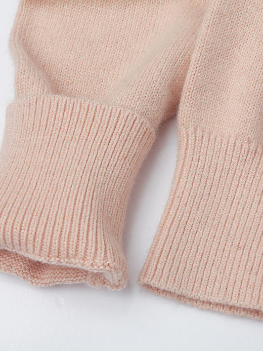 粉杏色假两件 V 领针织衫 露背镂空拼接宽松短款上衣 温柔甜系秋冬叠穿毛衣 商品图3