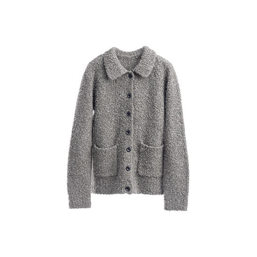 绽放825朵/羊毛混纺软糯圈圈毛开襟毛针织衫冬季新款宽松开衫外套 商品图4