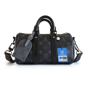 【95新】LV路易威登KeepallM46271黑武士黑老花keepall 25手提单肩包中性款 241125NJT12