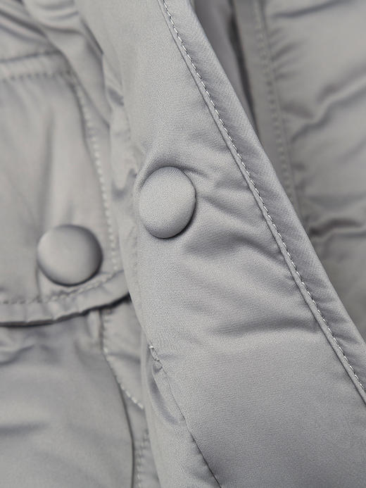 奶白色菱形格纹中长款棉服 圆领单排扣大口袋外套 简约通勤风秋冬宽松保暖轻薄羽绒服 商品图2