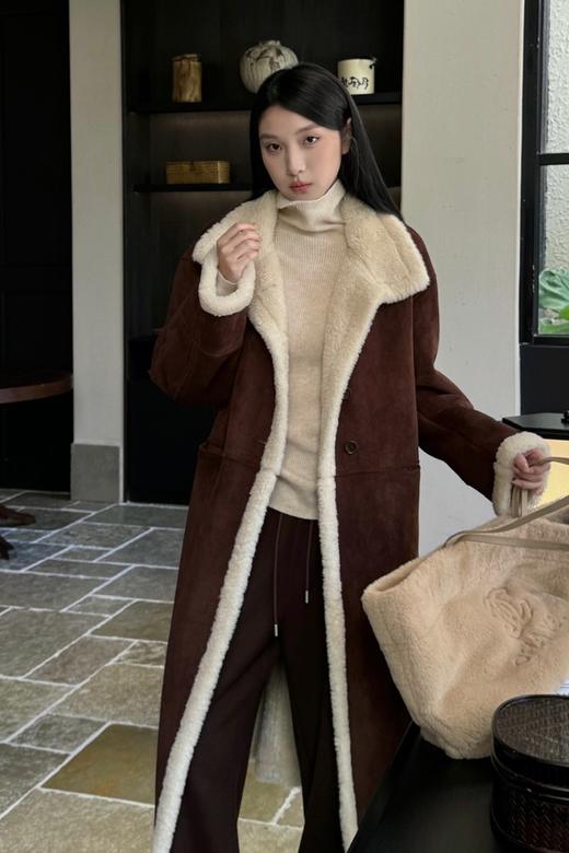 LNNNS 咖色复古皮毛一体羊羔毛大衣外套 21634 商品图3