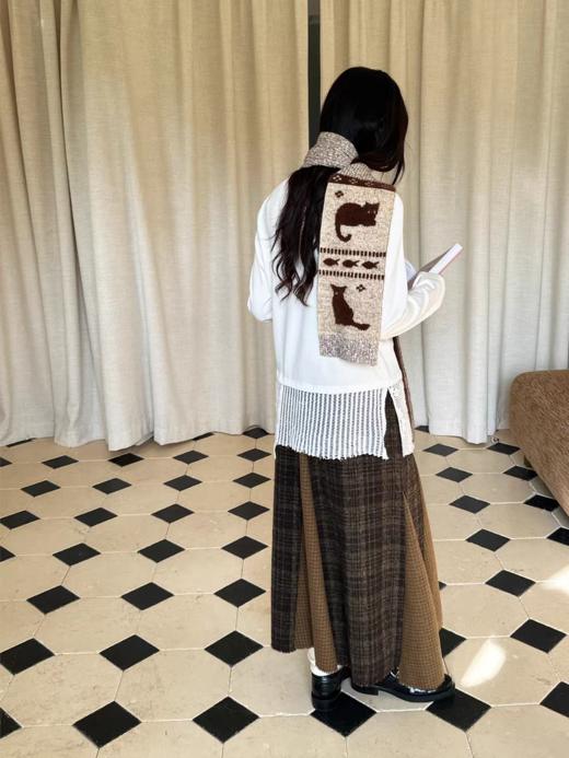 nothe Case布然/NC253201/「冬日午后」黄咖色格纹插片裙 商品图4