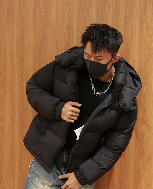 驴家 男装外套黑色迷你印花图案拉链开合保暖羽绒服（SS） 商品图5