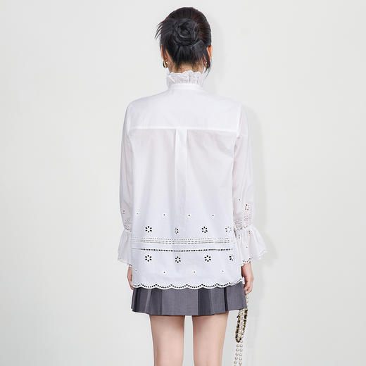 「高货wl」全新升级【铂金会员293/天猫389/差价96】(95125)洛诗琳浪漫蕾丝花边立领衬衫2025秋季设计感刺绣镂空上衣 商品图1