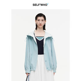 SELFWHO户外轻运动风连帽外套女2025秋季新款轻撞色双面风衣