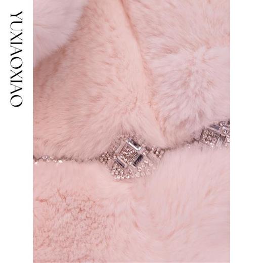 余潇潇【灵感缪斯】100雷克斯獭兔毛内里夹棉水钻织带气质翻领皮草 商品图2