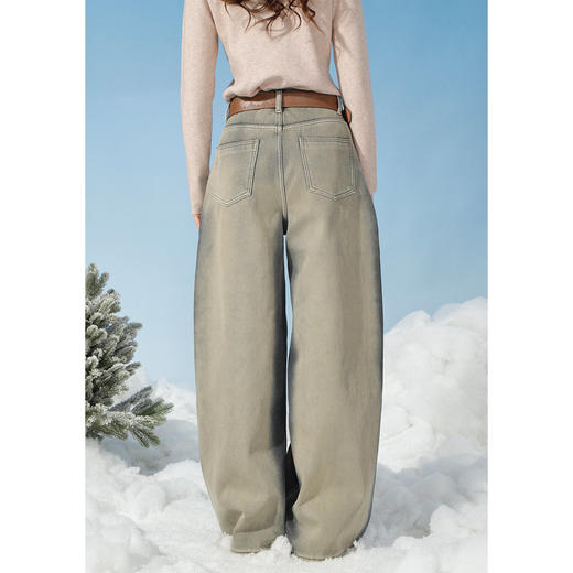 高腰休闲阔腿渐变加绒牛仔裤-纪念日百货门店同款167750583 商品图2