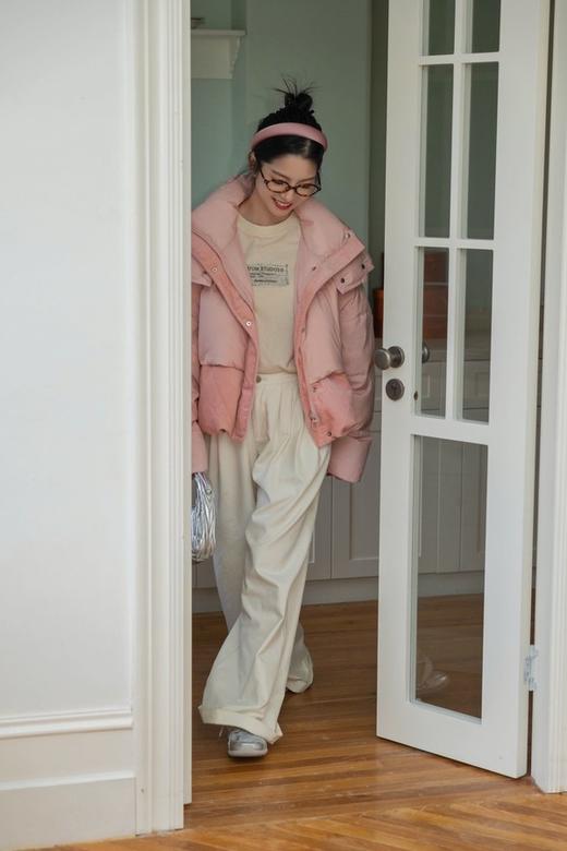 Kai & Kiera 粉色加厚短款连帽羽绒服外套 21610 商品图1