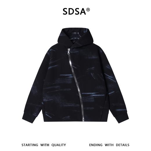 WT300SDSA男士秋冬新款痞帅男装潮牌撞色印花斜拉链连帽卫衣百搭时尚 商品图0