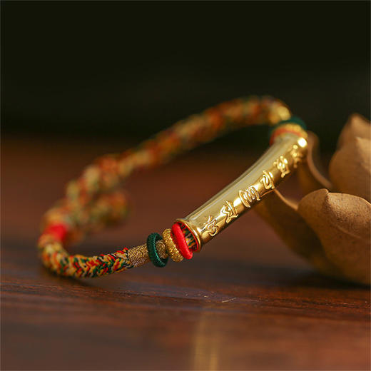 【祈愿吉品】六字真言手链银镀金属相年五彩绳男 商品图3