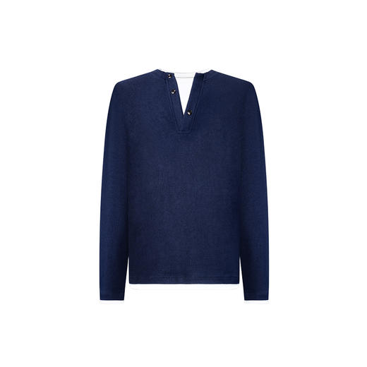 徐太浪【亨利领设计 夜空蓝】280g大码长袖T恤男春秋百搭通勤上衣 商品图4