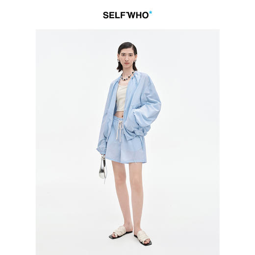 SELFWHO高支棉混纺轻户外短裤女2026春新款松紧腰宽松休闲裤 商品图2