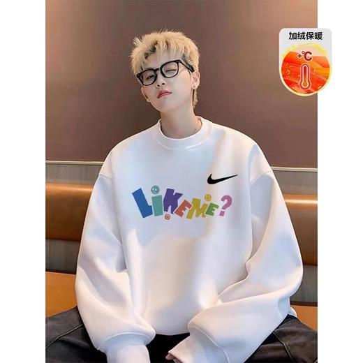 D120418加绒加厚彩色字母抓绒保暖圆领卫衣男女同款 商品图3