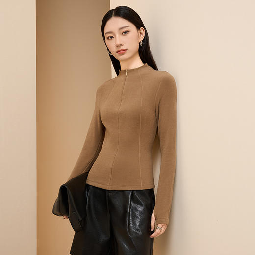 「自」全新升级【铂金会员174/天猫229/差价55】(94900)洛诗琳10A抗菌膨体德绒打底衫2025秋冬新款发热天丝保暖上衣 商品图4