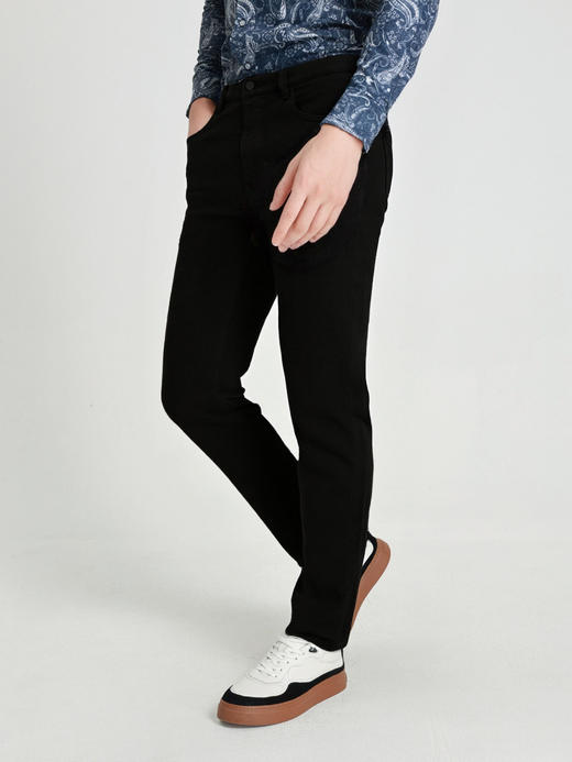 callisto黑色粘纤混纺牛仔裤 商品图2