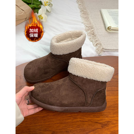 【YW】无忧购复古羊羔毛加绒保暖圆头软平底雪地靴女MIS-3442（截单后3-5天发货） 商品图3