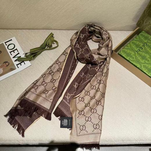 【双12特惠】【送礼盒礼袋】Gucci古驰织花羊毛真丝围巾  商品图4