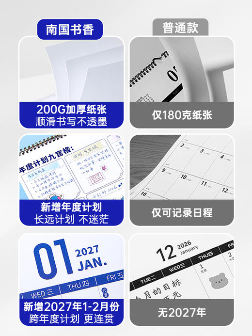 南国书香2026年挂历新款日历大格子卡通马年挂历ins风创意家用高档挂墙月历备忘录大号年历自律打卡本记事本 商品图1