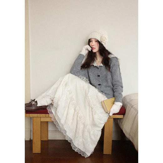 鹿向南「漫雪小径」法式杏色半身裙女秋冬高级感宽松显瘦长款裙子 商品图3