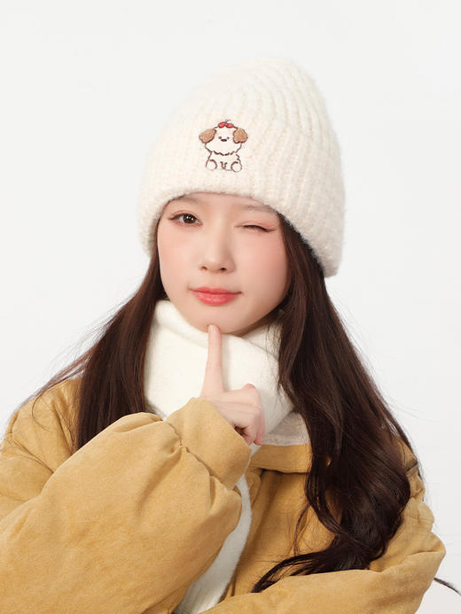 女款针织帽刺绣小狗针织帽-纪念日百货门店同款165643741 商品图1
