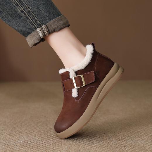 FR 85866头层牛皮雪地靴保暖复古厚底防滑短靴 商品图1