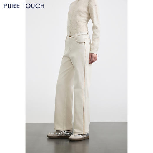商场同款PURE TOUCH女装25秋冬新款高腰牛仔裤棉混纺宽松直筒长裤 商品图0
