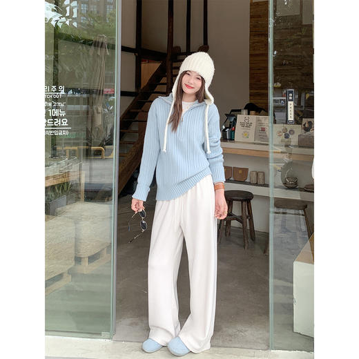 【169元任选2件】现货！浅蓝色半拉链毛针织 商品图4