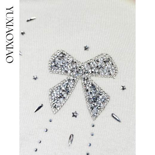 余潇潇【星光情结】含绵羊毛蝴蝶结烫钻高领修身打底针织衫毛衣 商品图2