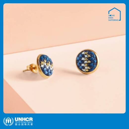 心艺手作：海浪蓝“努苏姆”耳钉 Mahi Mahi Gold Studs in Blue 商品图0