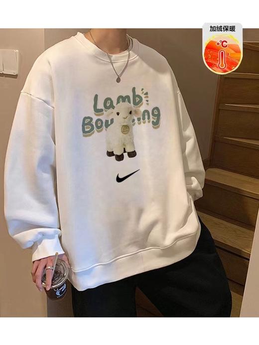 D120421加绒加厚2025冬季新款卡通小绵羊抓绒保暖圆领卫衣 商品图7