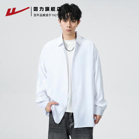 回力白衬衫男款长袖2025新款春秋季美式抗皱休闲宽松衬衣男士外套