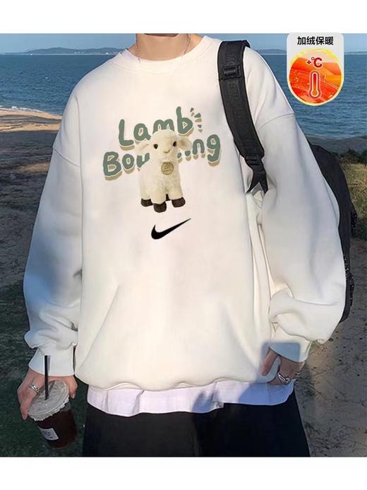 D120421加绒加厚2025冬季新款卡通小绵羊抓绒保暖圆领卫衣 商品图5