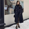 西遇双排扣中长款毛呢大衣女冬季新款韩系立领宽松呢料外套SS051931 商品缩略图1