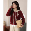 鹿向南「红韵映暖」红色假两件连帽长袖毛衣女秋冬设计感针织开衫 商品缩略图0