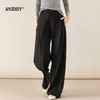 春装时尚高腰拉链后松紧腰褶皱垂感阔腿休闲裤 商品缩略图2