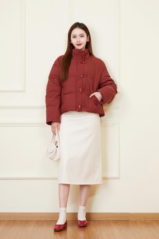 LNNNS 红色减龄牛角扣休闲羽绒服外套 21611 商品图4