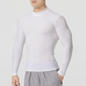 安德玛白色高领紧身衣男子秋季新款训练健身衣舒适跑步长袖T恤