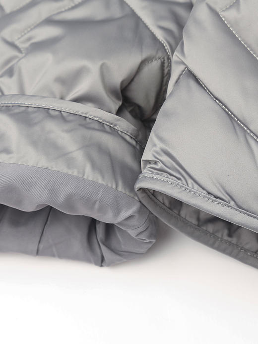 奶白色菱形格纹中长款棉服 圆领单排扣大口袋外套 简约通勤风秋冬宽松保暖轻薄羽绒服 商品图3