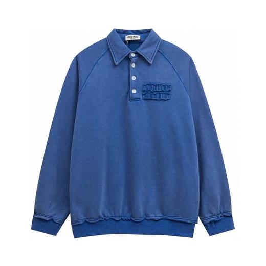 D120416新款炒色洗水毛边男女情侣款休闲翻领卫衣 商品图5